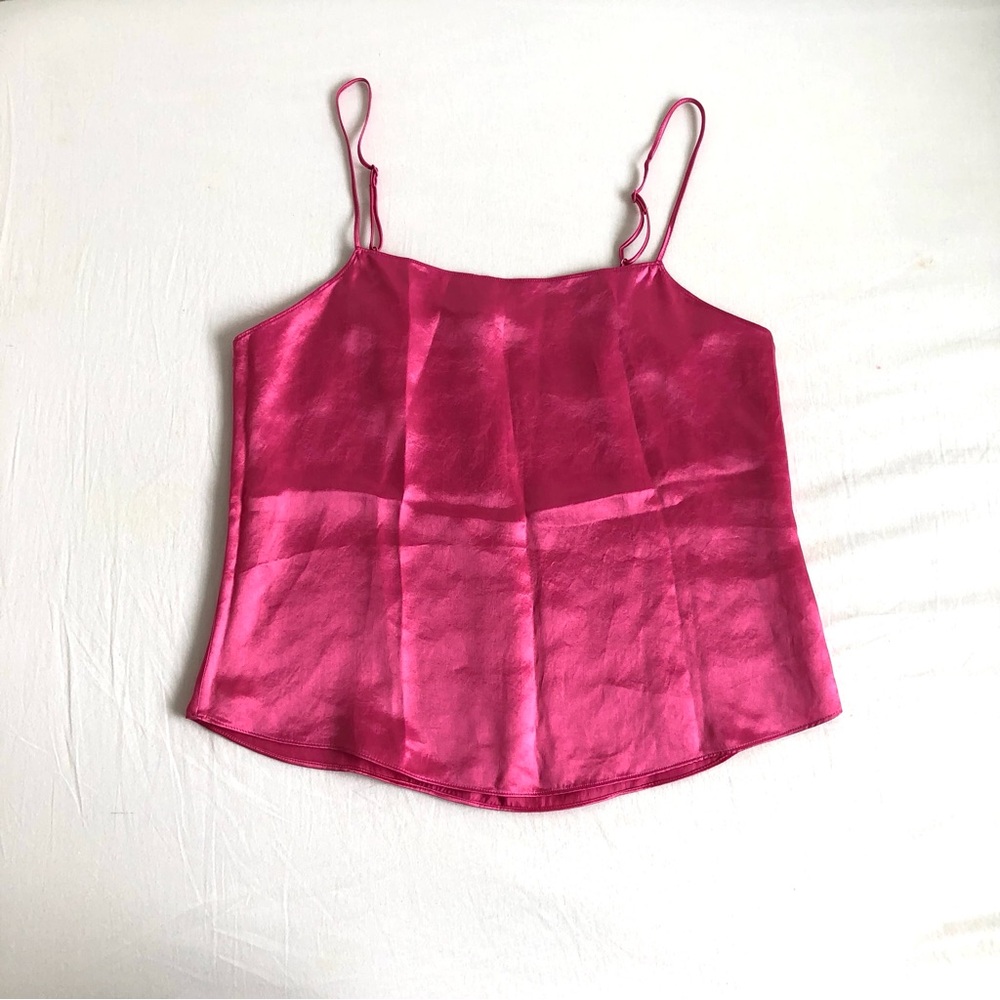 Aritzia Babaton Satin Spaghetti-Strap Camisole in Fuchsia
